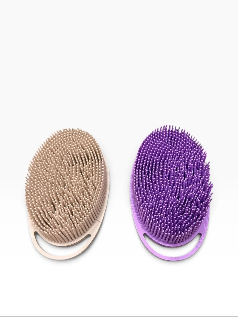 New- duo pack- Silicone Dual-Texture Bath Brush Set - Purple & Beige
